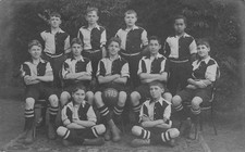 BOYS FOOTBALL TEAM IN 1913 & 1915 - 2 REAL PHOTO POSTCARDS #2521262