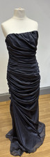 Strapless  Ruched Grey Silk