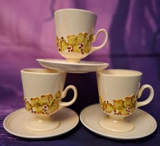 CARLTON WARE 2872 AUTUMNAL VINES - 3 CUPS & SAUCERS,