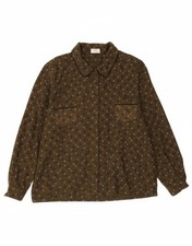 VIYELLA Womens Shirt Blouse UK 14 Large Khaki Paisley Wool DS08