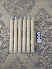 LED Flameless Taper Candles Flickering with Timer Ivory Battery Operated Fake Ca