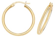 9ct Yellow Gold 19mm Hoop Earrings - Solid 9k Gold
