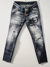 DSQUARED2 Jennifer Distressed Cropped Low-Rise Black Wash Skinny Jeans - Size 36