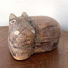 Soapstone Hand Carved And Painted Hippo Trinket  Box Fish Motif Africa