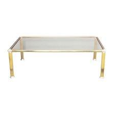 Chrome Brass Glass Coffee Table Hollywood Regency Midcentury Modern Vintage 70s