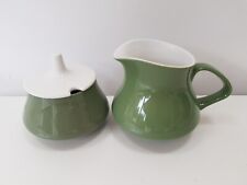 Poole Twintone Green 3/4 Pint Jug & Sugar Bowl