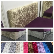 Luxury Crushed Velvet Elasticated Divan Bed Base Cover Wrap OR Headboard Cover