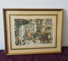 Vintage Framed Anton Pieck Village Scene Print