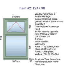 Upvc Casement Window - A+ Glazing, Cill & Trickle Vents Included 590 X 990