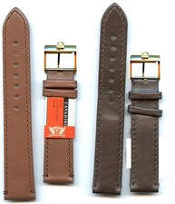 GENUINE BROWN CALF LEATHER X LONG STRAP 17mm 18mm 19mm VINTAGE OMEGA GOLD BUCKLE