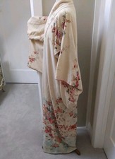 Fine Antique Kimono 140cmLong Japanese Chirimen Crepe Costume Theatre Silk Lined