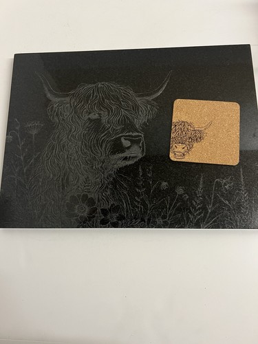 Highland cow engraved granite - engraved,