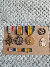 WW1 Mons Star Trio With Wounds Badge