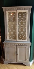 Vintage Antique Wooden Corner Dresser Display Cabinet Shabby Chic Upcycled Unit