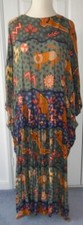 Terry Macey Viscose (?) Colourful Oversized Dress Long Sleeves Pockets OSFA