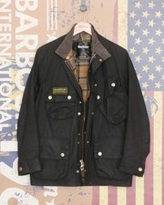 £249 Mens Barbour A7 International black waxed biker jacket C36 Small Medium