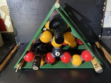 Novelty Wine Rack - Pool Cue /Balls Handmade for 3 Bottles - Games Room