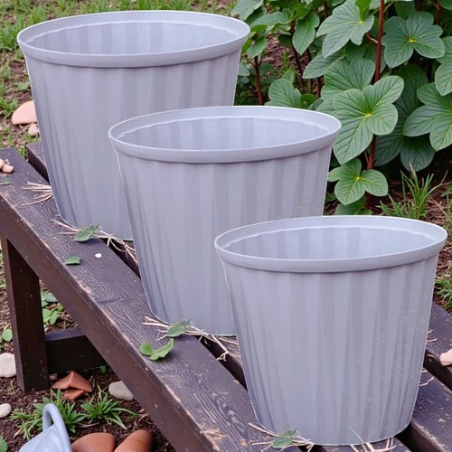 18cm ribbed plant pots - set, 3