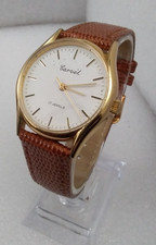 Vintage Carvel 17 Jewels Mechanical Watch with New Battery & Tan Leather Strap