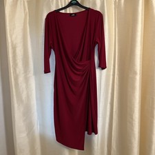 Wallis Women's Red Dress Size 16 Dip Front 3/4 Sleeves Never Worn