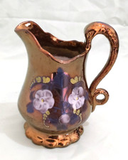 ANTIQUE HAND PAINTED COPPER LUSTRE  JUG/PITCHER IN GOOD CONDITION 6 INCHES TALL