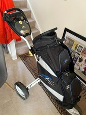 Powakaddy Deluxe Edition Golf Cart Bag + Ran Hood - 14 Way Dividers Black/white