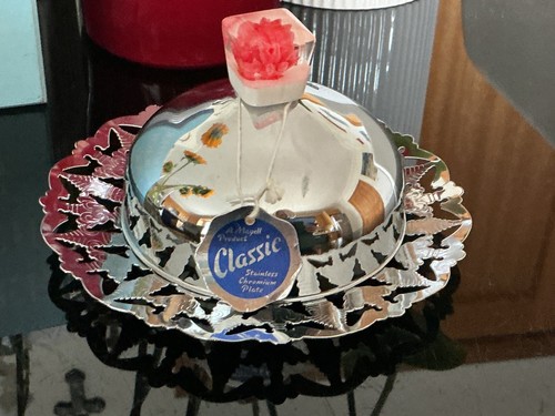 Vintage round butter dish - dish, +