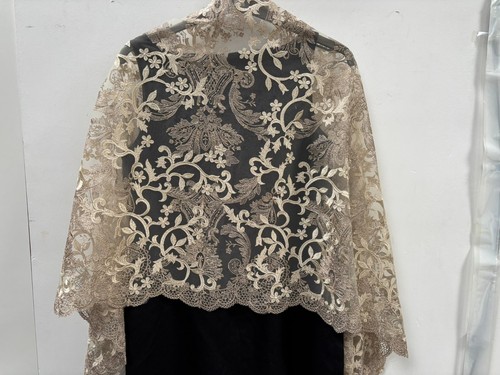 Gold embroidered floral leaf - embroidered,