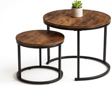 Round Nesting Coffee Table Set of 2 Stacking Nesting Side Tables for Living Room