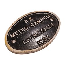 Railwayana B. R. 1957 C. I. Metro-Cammell Lot No. 30228 Builders Plate 175X112mm