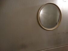 Vintage 80`s Extra-Large Round Shaped Plastic White Framed Mirror