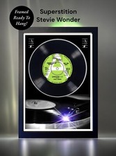 Stevie Wonder ‘Superstition’ Framed Vinyl Single Record/70s Music/Motown Soul