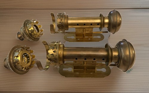 Pair vintage brass wall sconce - brass,