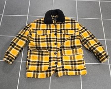 Bershka Men’s Yellow Check Sherpa Collar Jacket – Size L