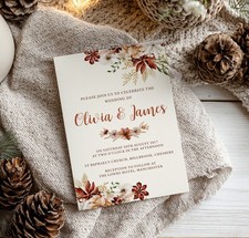 BURNT ORANGE WEDDING INVITATIONS WINTER  AUTUMN - 10 pack with envelopes
