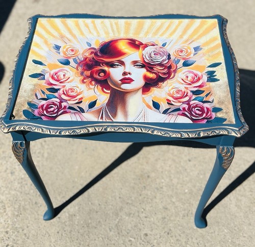 Vintage table with glass - table,