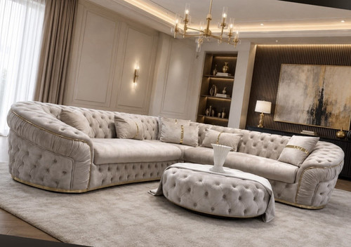 Grey velvet chesterfield left - velvet,