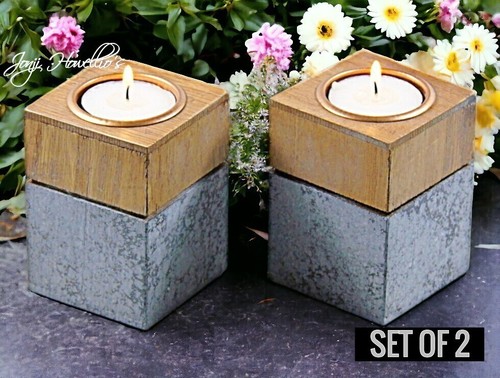Wood slate effect tea light - slate,