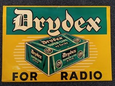 ORIGINAL VINTAGE RADIO SIGN 620 x 430MM - DRYDEX EXIDE RADIO BATTERIES
