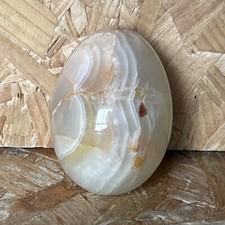 Vintage Onyx Italian Alabaster Marble Egg Paperweight 7.5cm Green Orange