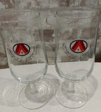 2 x Stella Artois Stemmed Beer Glasses Vintage Logo 1970s Half Pint 300ml Bar