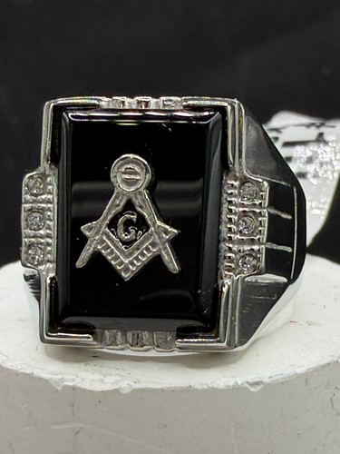 Silver masonic ring - , mens