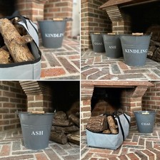 Fireplace Buckets Coal Ash Kindling Scuttle Ash Shovel Log Carrier French Grey 