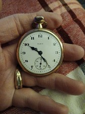 Elgin Railroad Pocket Watch Yellow Gold Colored Wadsworth 20 Year Case.