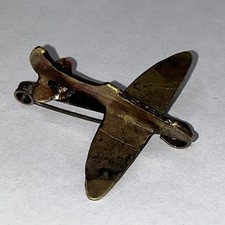 Vintage old hand made WW2 RAF Trench Art 'Spitfire' Plane Sweetheart Brooch Pin 