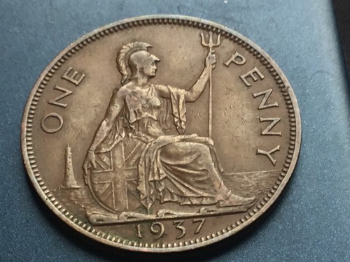 1937 george british penny - v,
