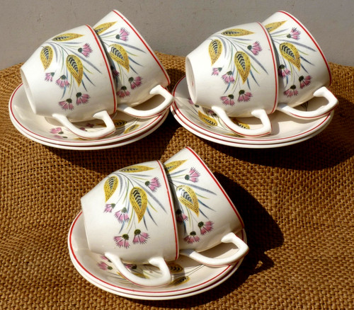 Cups saucers tea - 6, set