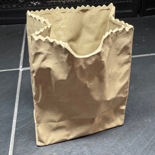 Ceramic brown paper bag vase - ceramic,