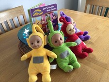 Vintage Telly Tubbies Tellytubbies Plush Soft Toy Hard Faces Bundle Full Set.