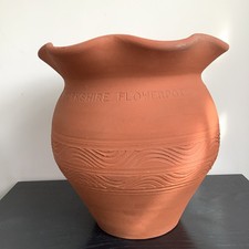 Yorkshire Wensleydale Churn Pot Flowerpot Ruffled rim Red Clay 25cm high 